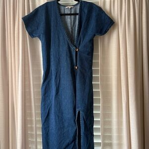 Aliya Wanek Denim Wrap Dress – Minimalist Sustainable Style, Size Small